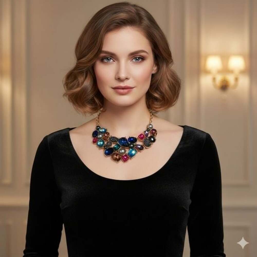 Betsey Johnson Multi-Color Crystal Statement Bib Necklace